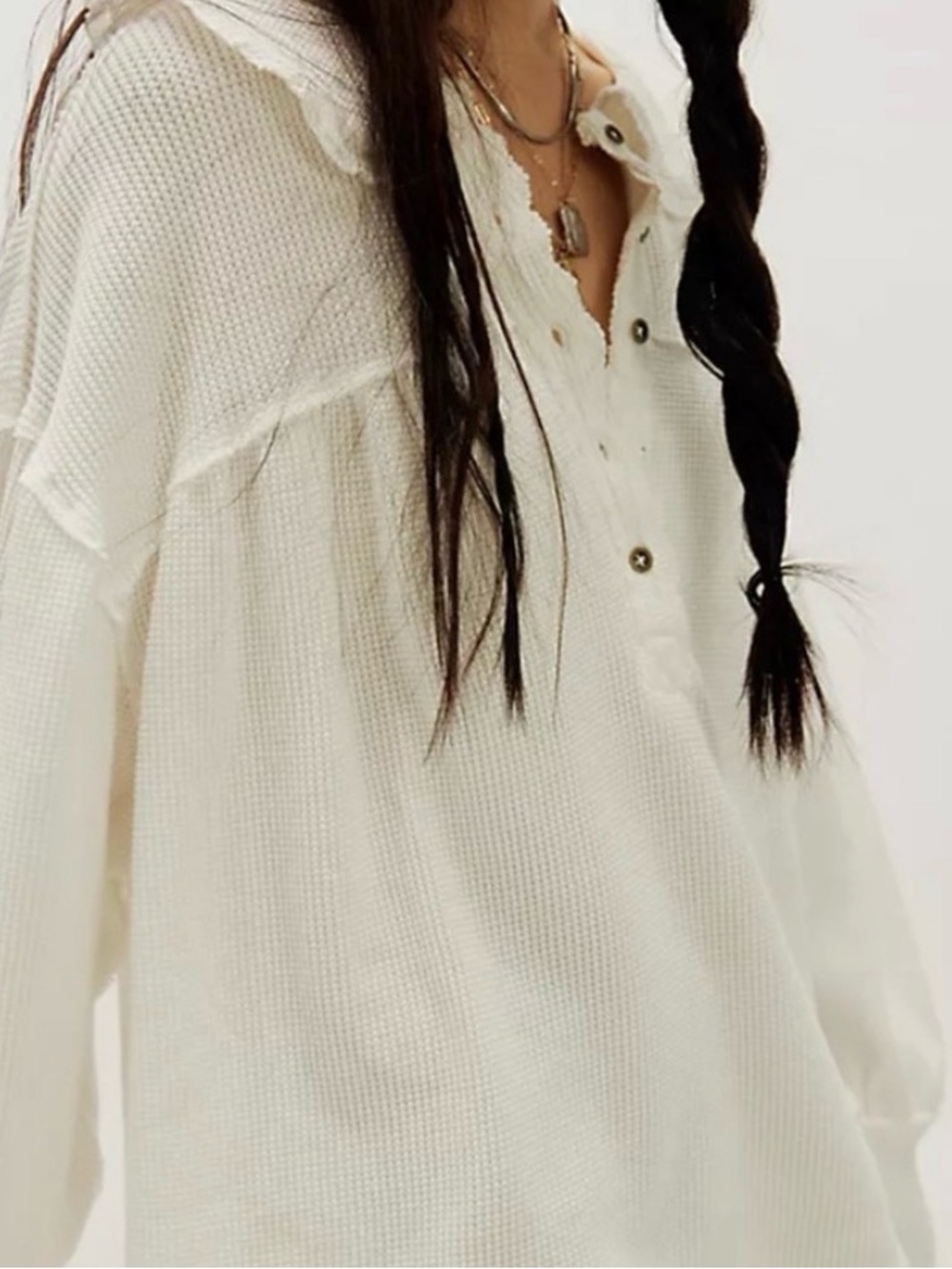 Free People Queen Of Hearts Waffle Thermal Top S - Picture 4 of 8